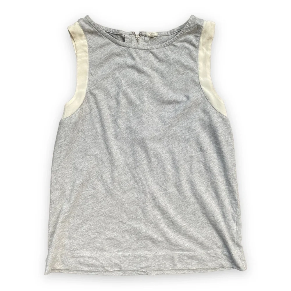 J Crew Gray Silk Trimmed Sleeveless Blouse